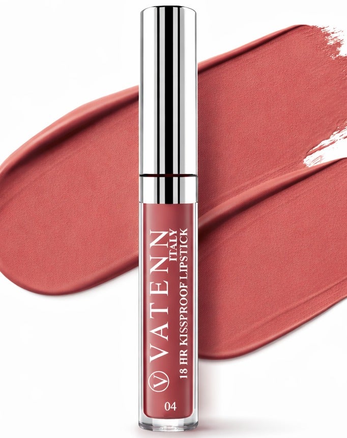 VATENN ITALY 18 Hr Kissproof Lipstick 04 Matte liquid lipstick, Lead-Free ,No Dry Feel, Weightless Feel, Vinyl Ink Kissproof /Lip Lingerie Transfer-Proof, All Day Wear. - Image 1